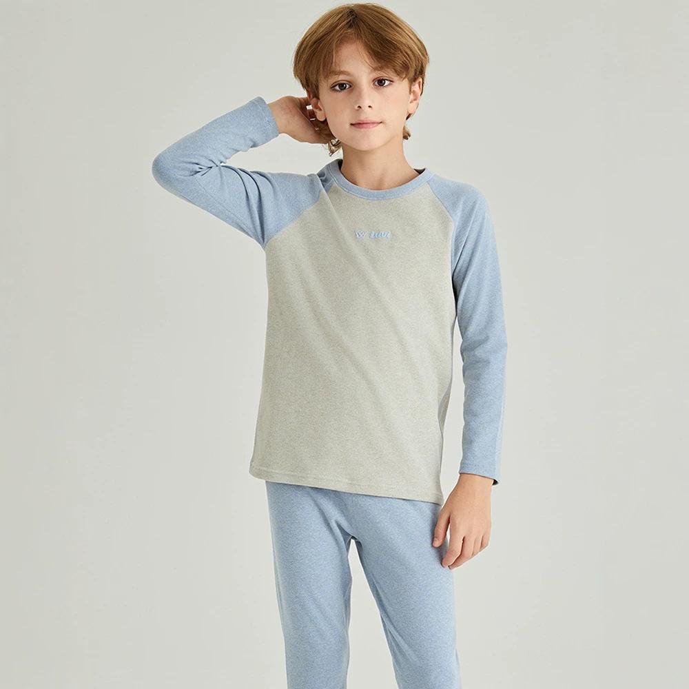 Children's pajamas wool silk boys thermal underwear medium and small children's students long johns girls bottoming cotton sweater
