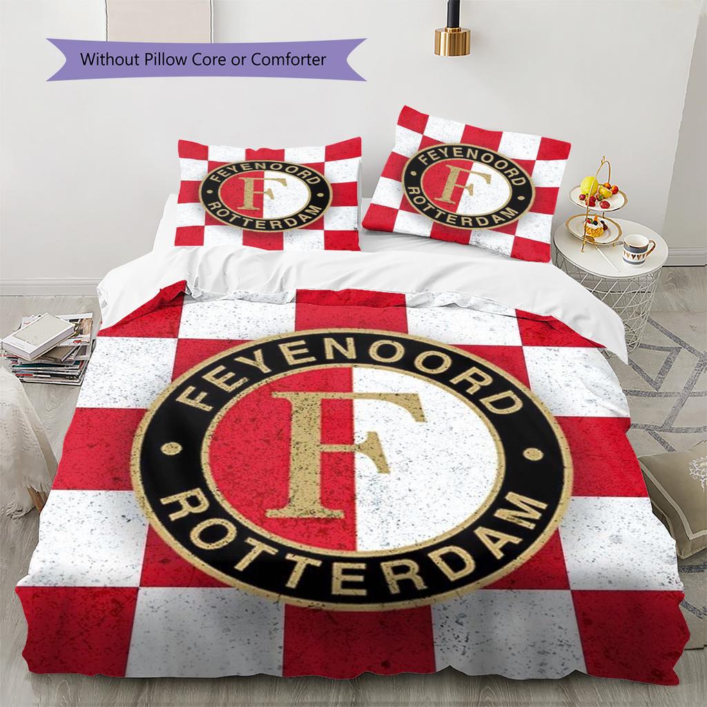 Feyenoord Pattern Bedding Quilt Set Quilt Cover Pillowcase Home Decoration Birthday Gift (1 * Duvet Cover + 2 * Pillowcase, Without Core)