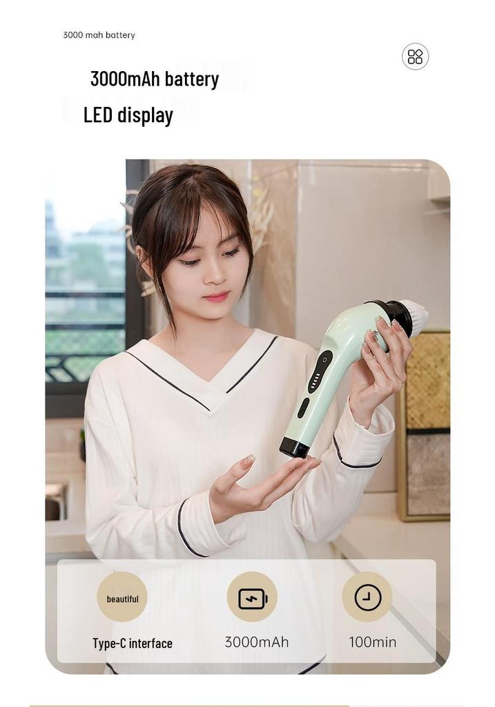 9-in-1 Multi-Functional Electric Cleaning Brush for Kitchen & Bathroom with Long Handle & Handheld Options