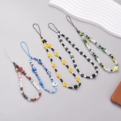 Mode Cartoon Auge Pilz Perlen Handykette Für Junge Mädchen Anti-Verlust Acryl Handyhalter Seil Telefon Lanyard Band