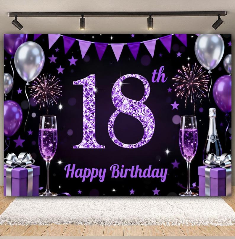 Schwarz Gold Rosa Blau Ballonband Thema Hintergrund, Geschenk zum Erwachsenwerden 18. Geburtstag Party Dekoration Fotografie Hintergrundtuch