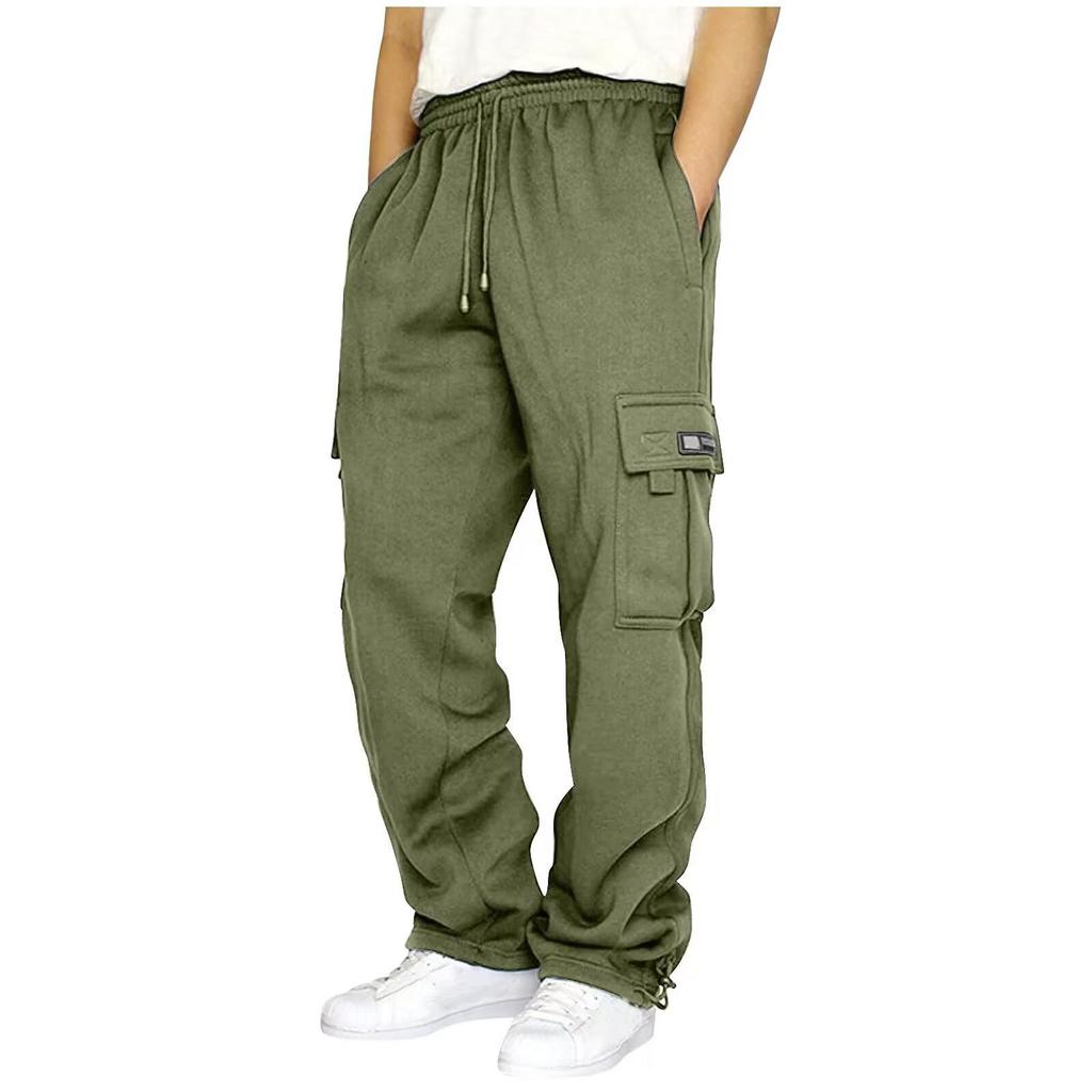 Sports Casual Pants Tying Feet Multi-pocket Tether for Men's New Loose Work Trousers