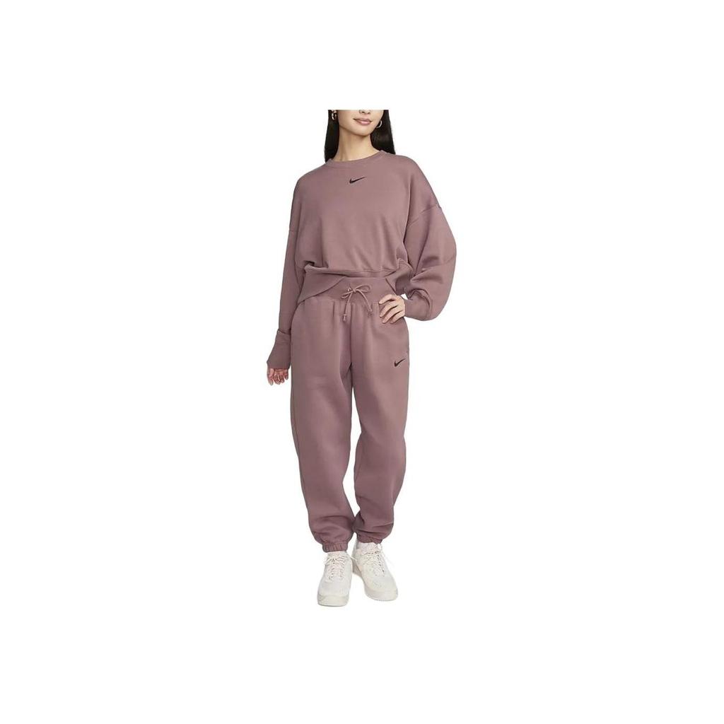 Nike Sportswear Phoenix Fleece Solid High-Waist Drawstring Casual Jogger Pants Women Bottoms Smoke-Gray Purple Red DQ5888-208
