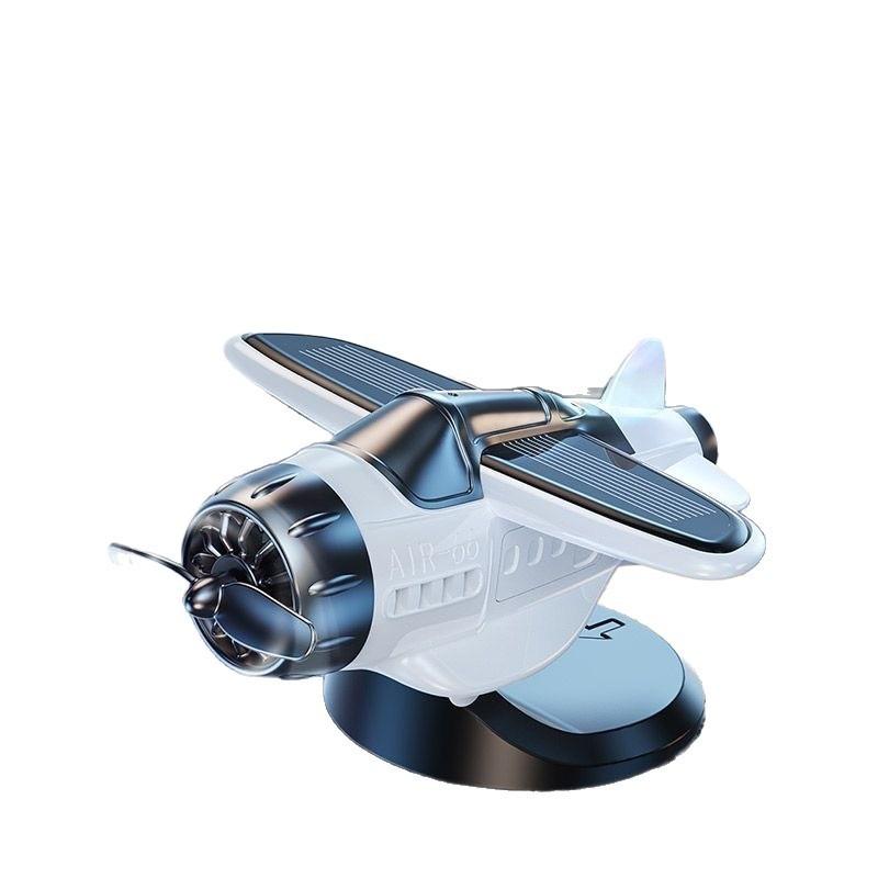 Car Solar Airplane Ornaments 360° Rotary Creative Car Center Console Solar Powered Aircraft Ornaments Car Interior Decoration Car Accessories