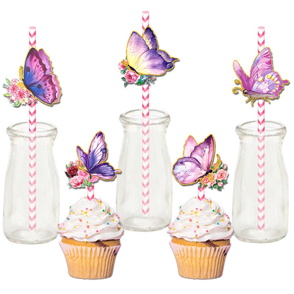 New Style, Beautiful Butterfly Theme, Water Cup Accessories, Disposable Paper Straws, Party Drinks, Decorative Items