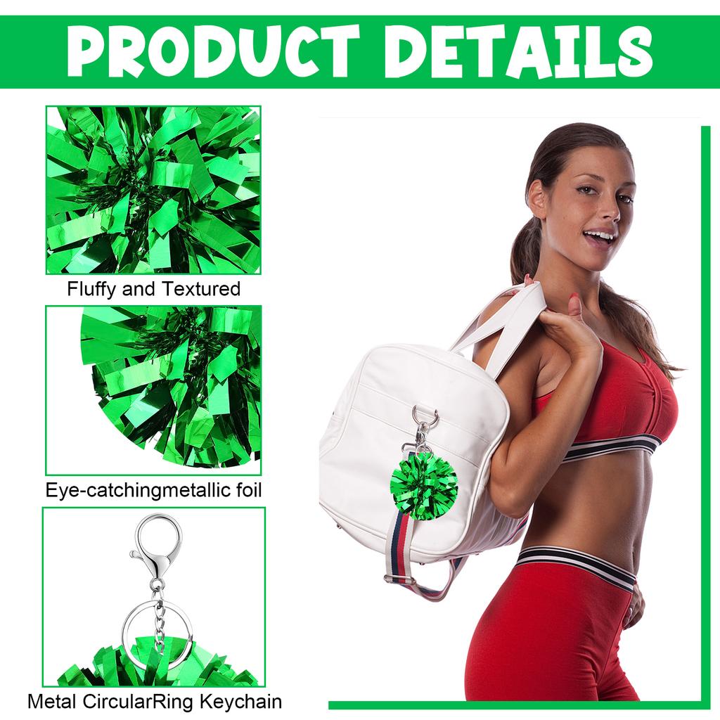 24 Pcs Cheer Pom Pom Keychain Cheerleader Gift Cheering Keyring Camp Team Gift