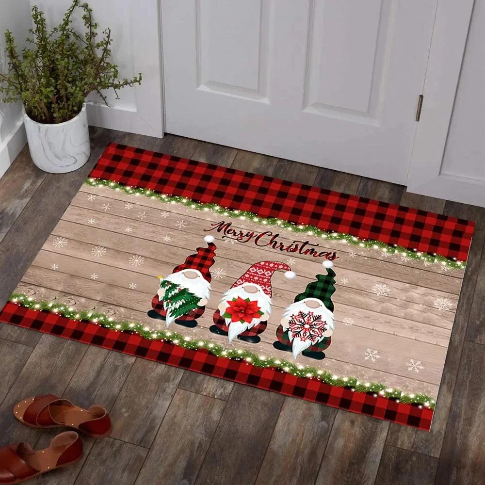 Weihnachtsteppich Bereichsteppiche Rutschfeste Eingangsfußmatte für Wohnzimmer Schlafzimmer Dekor Weiche Badezimmer Küchenbodenmatte Vorleger