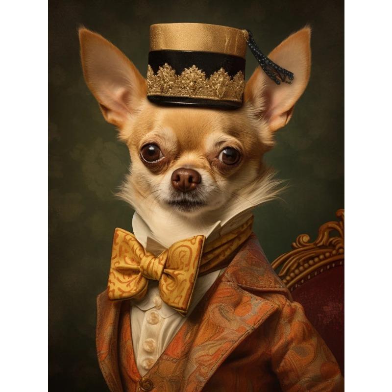 Funny Pet Dog Renaissance Animal Portraits Minimalist Wall Art Print Canvas Painting for Living Room Modern Home Decor