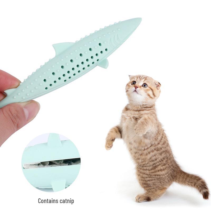 Catnip Silicone Fish Toy for Cats - Chewing, Teeth Cleaning Molar Toy