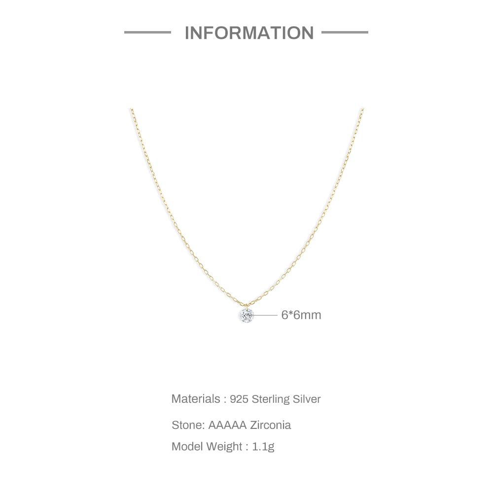 Aide 925 Silver Korean Style Simple Round CZ Zircon Pendant Necklaces For Women Elegant Stackable Clavicle Chain Choker