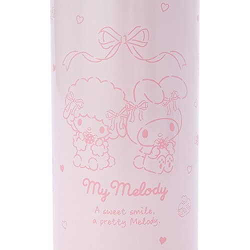 Sanrio Children's Water Bottle, Approx. 620ml (with Cup and Inner Cap), Approx. 670ml (with Cap Unit), 2-Way Stainless Steel Bottle with Pouch, My Mel