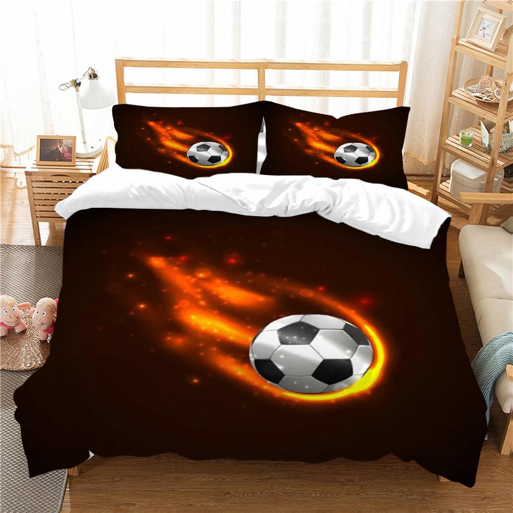 Sengetøysett Fotball Hjemmetekstiler Queen King Size Barn Tenåring Fotball Dynetrekk 3D Dynetrekksett