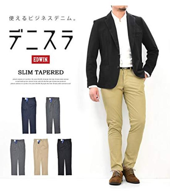 EDWIN Denim Slim Tapered Pants Renewal Size EDB102, Stretch, Lightweight, Golf, Men's, 2020/9 (100. Denim, 30)