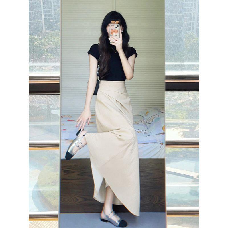 Pear-Shaped Body Irregular Skirt for Women, New Summer Style for Plus-Size Girls, High-Waisted Slimming Mid-Length A-Line Skirt