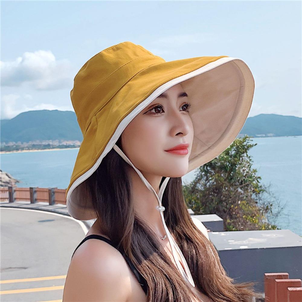 Soft Double-sided Wear Fisherman's Hat Broad-edged Bucket Hat Portable Women Sun Hat  Beach