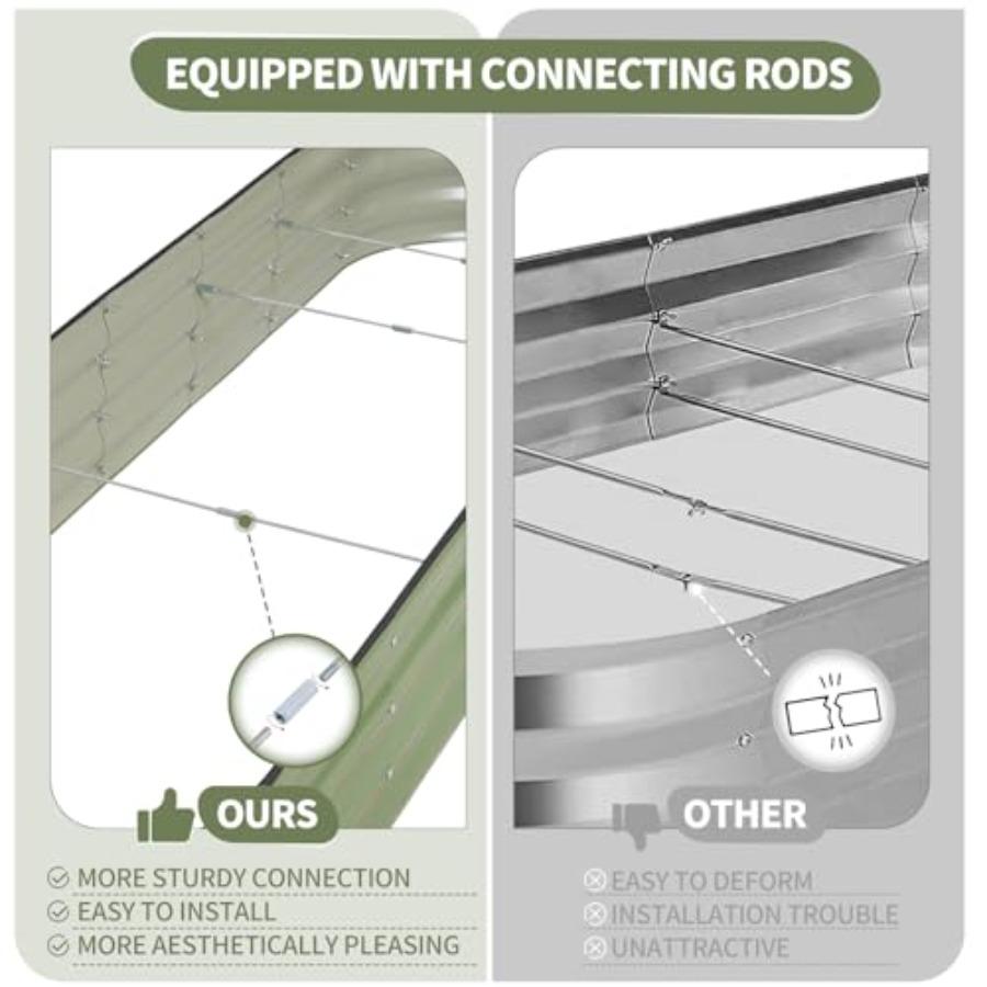 Galvanized Raised Garden Bed 8x2x1FT Metal Planter Boxes Outdoor Oval Steel Raised Bed Kit for Gardening with Protective Tape B