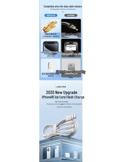 Fast Charging Multi-Head Data Cable: Three-in-One Charger Set