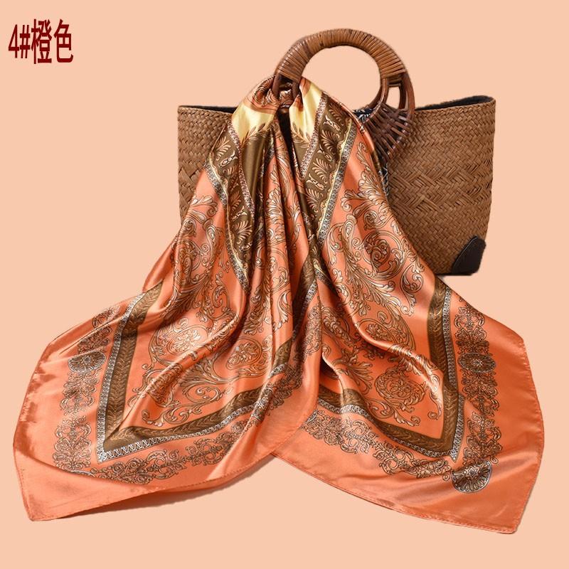 Spring and summer scarves, high-end totem printing versatile decorative scarves, headscarves, silk scarves 91 high-quality satin square scarves