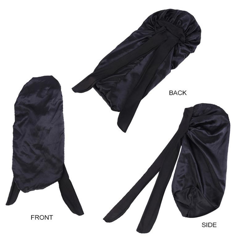 Women Long Oversized Elastic Satin Bonnet Sleeping Cap With Ribbon Breathable Sleeping Cap Turban Sleep Headwear Bandanas