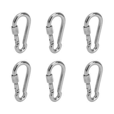 6pcs Spring Snap Hooks Stainless Steel Strong Bearing Capacity Key Chain Link Buckle for Camping 6MM