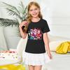 Girls' Round Neck Short Sleeves Christmas Witch  Group Print Casual Short Sleeves