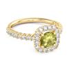 Peridot Round Cushion Halo Ring - Sterling Silver Gold Vermeil
