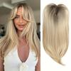 Ombre Layered Hair Topper with Bangs Straight Natural Topper Hairpieces  for Women