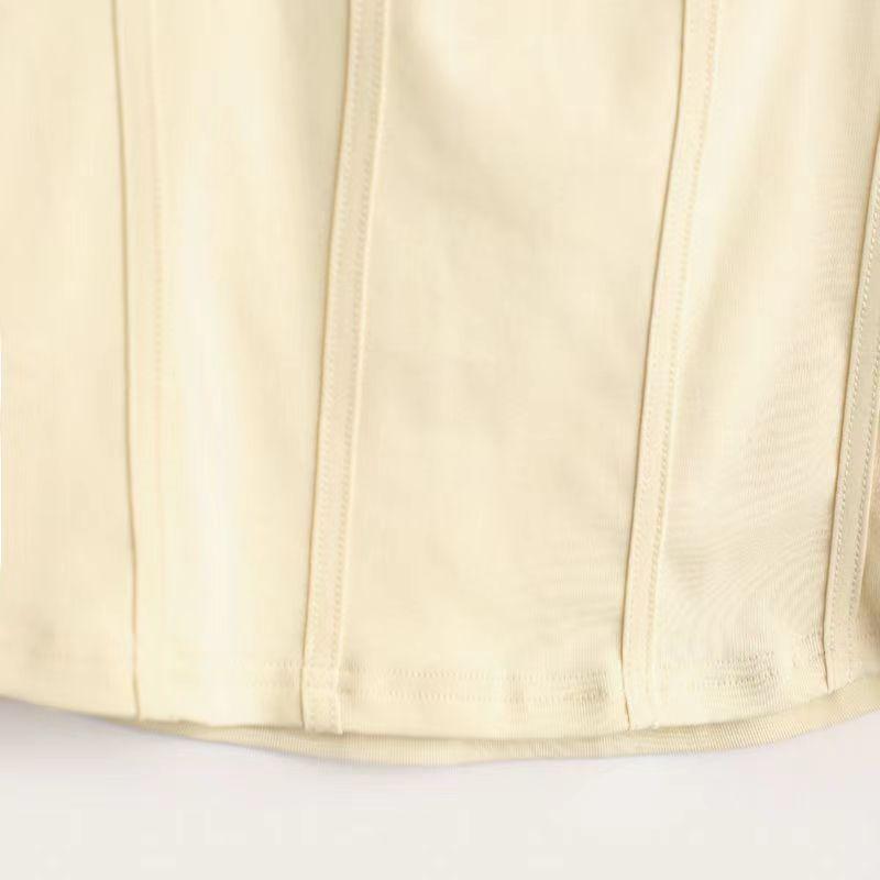 Solid Color Square Neck Short Sleeved T-shirt for Women with A Summer Design Sense Niche Short Top