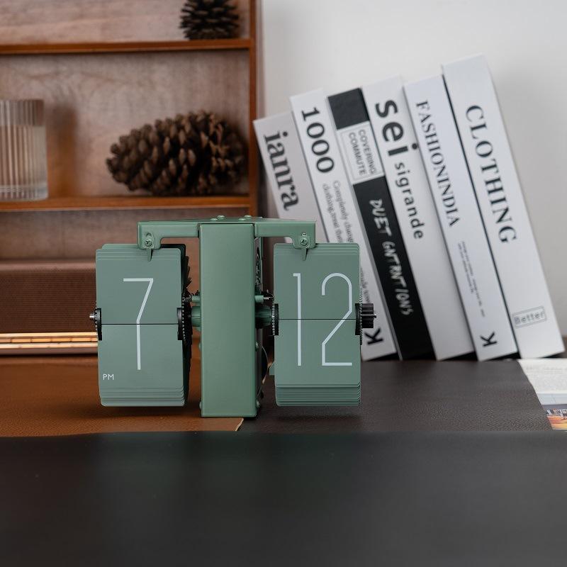 Nordic Retro Flip Clock - Modern Minimalist Design,Automatic Mechanical Digital Flip Display for Desktop and Home Office Decor