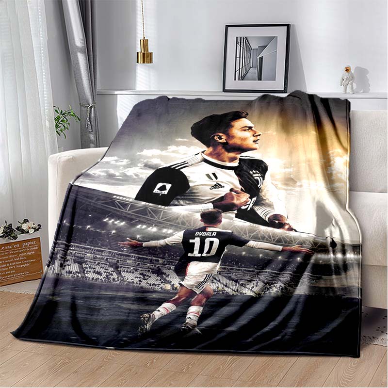 Juventus Football Club Black Gold Vertical Stripe J Logo Flannel Blanket Soft Warm Lightweight Sports Fan Washable Throw Blanket Bedroom Sofa Decor