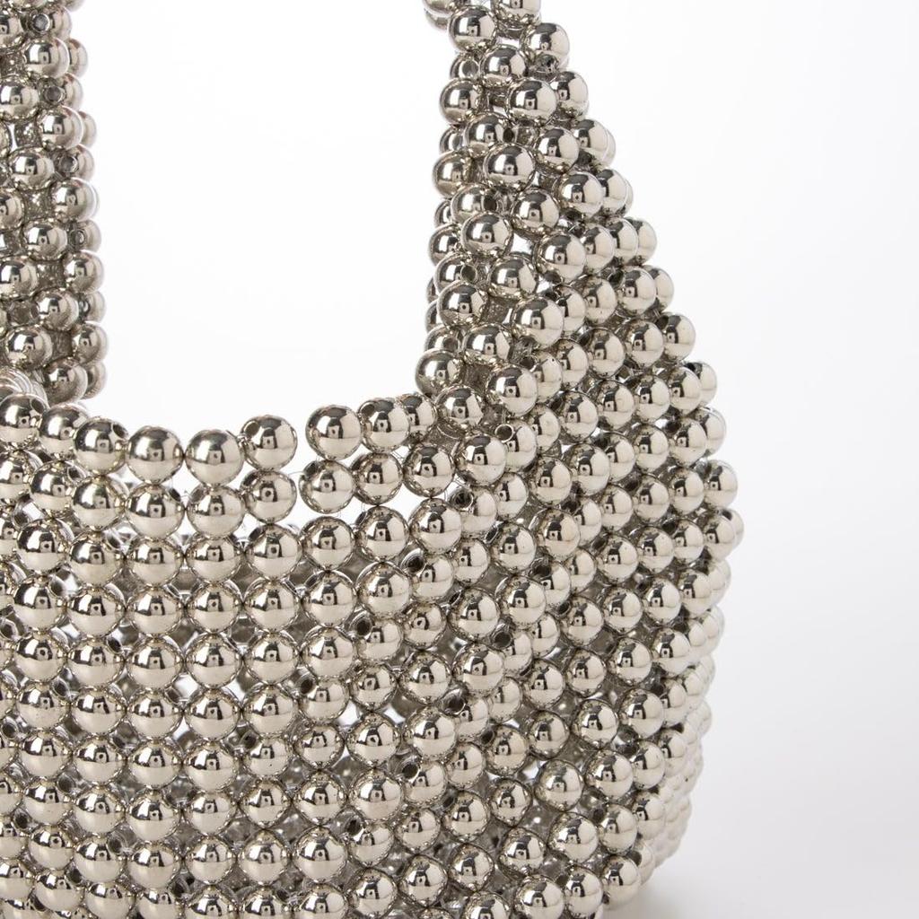 Silberne Perlen-Tragetasche