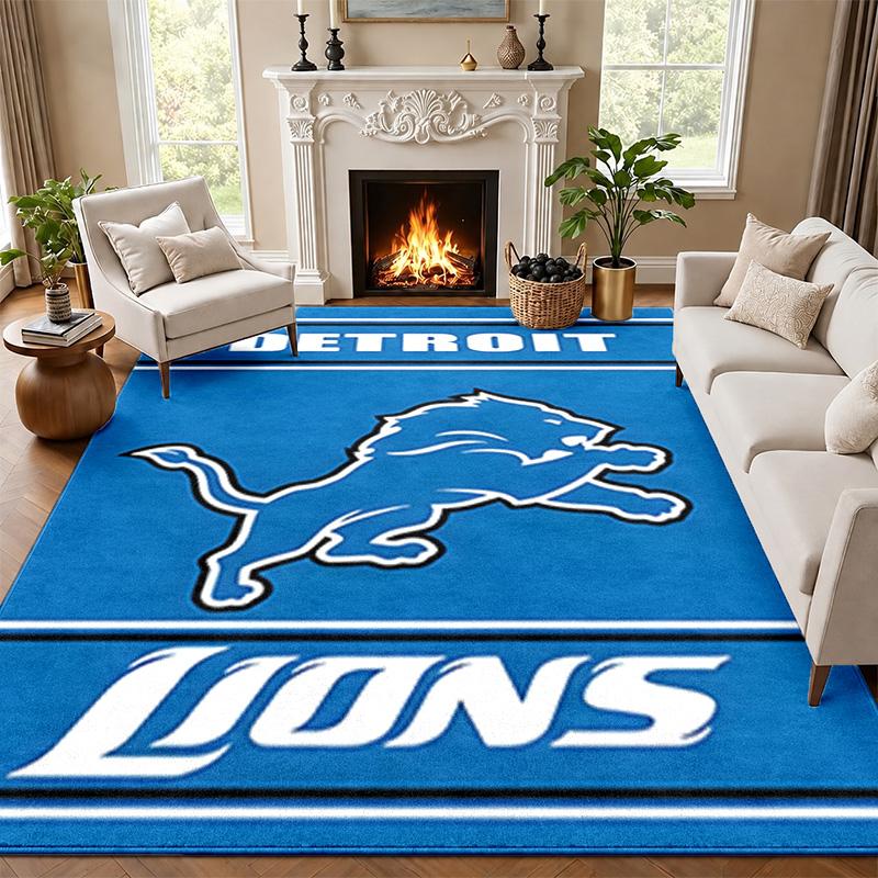Detroit Lions Carpet Door Mat for Living Room or Bedroom Protective Mat Under Chair Office Decoration Christmas Gift Birthday Present