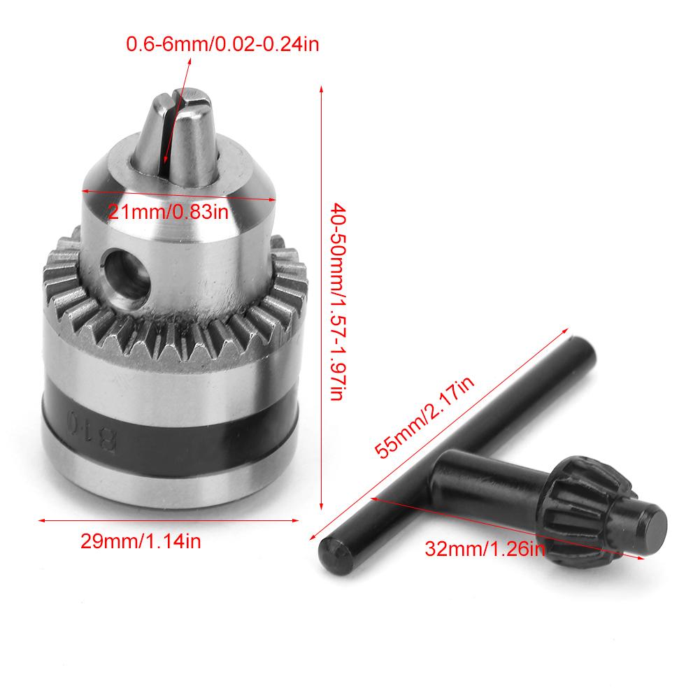 0.6-6mm B10 Drill Chuck Adapter Milling Tool Kit Key Type Drill Chuck