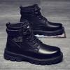 Winter new men's cotton boots piled thickened high-top warm casual leather shoes trendy tooling Martin boots