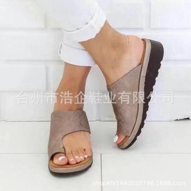 Large size sandals women's spring and summer new solid color women's toe sandals wish