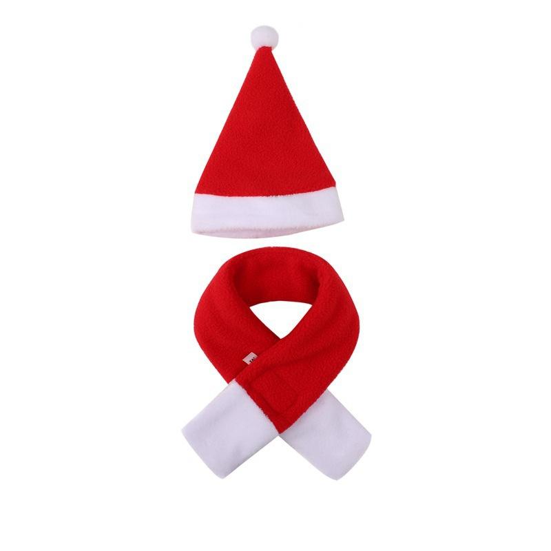 

Cute Christmas Hat and Scarf Set for Small Dogs and Cats Christmas Outfit with Trim for Holiday Parties Photography and Celebra