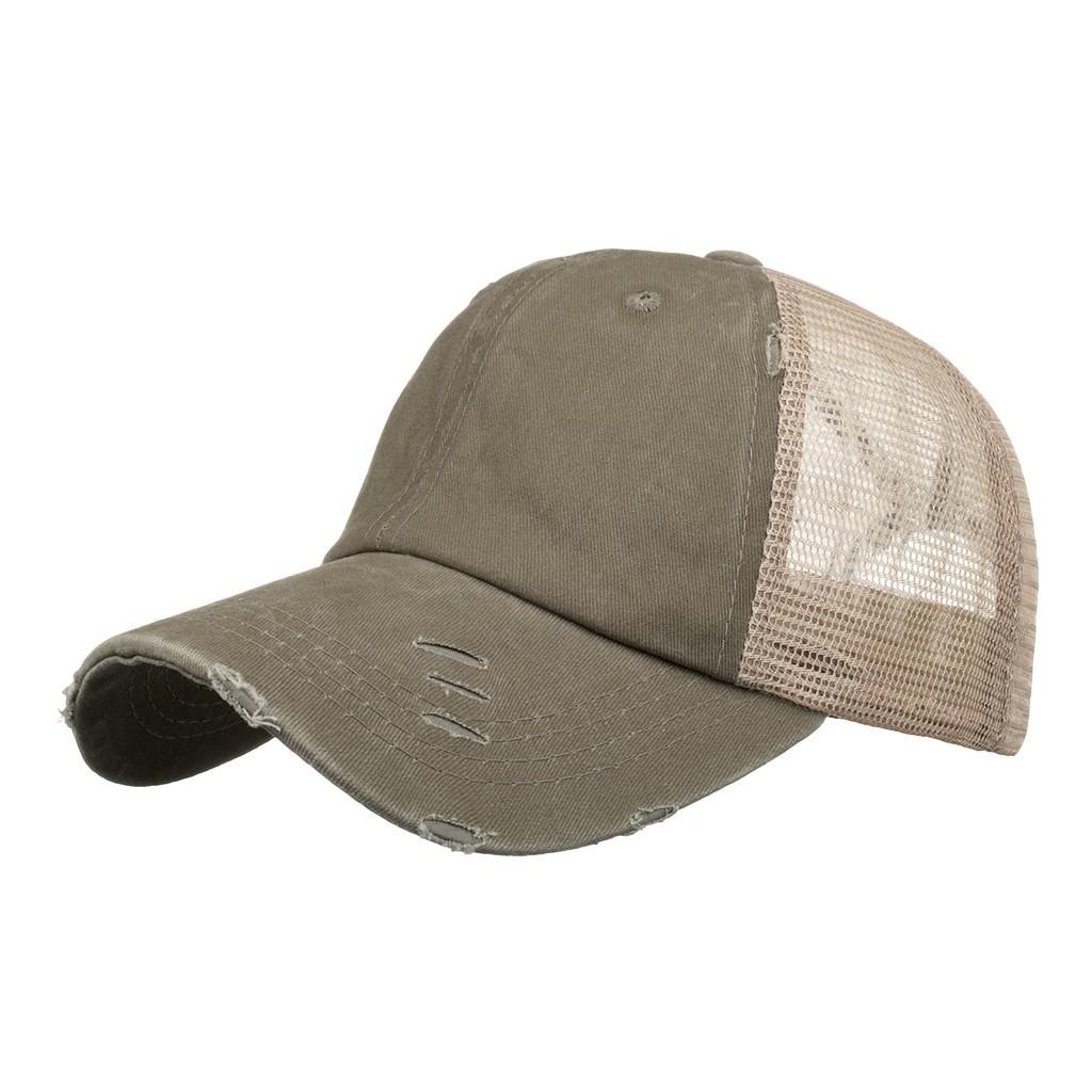 Unisex Solid Color Baseball Cap Distressed Vintage Style Adjustable Mesh Back Hat for Outdoor Activities Casual Wear
