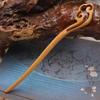 Modern & Ancient Style Peach and Sandalwood Hairpins for Women - Wooden Hair Bun Pins, New Chinese Style