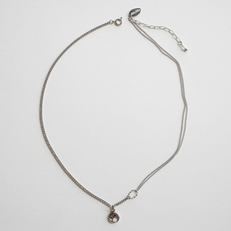 MERRYMOTIVE Birth stone pendant mix chain necklace (12type)