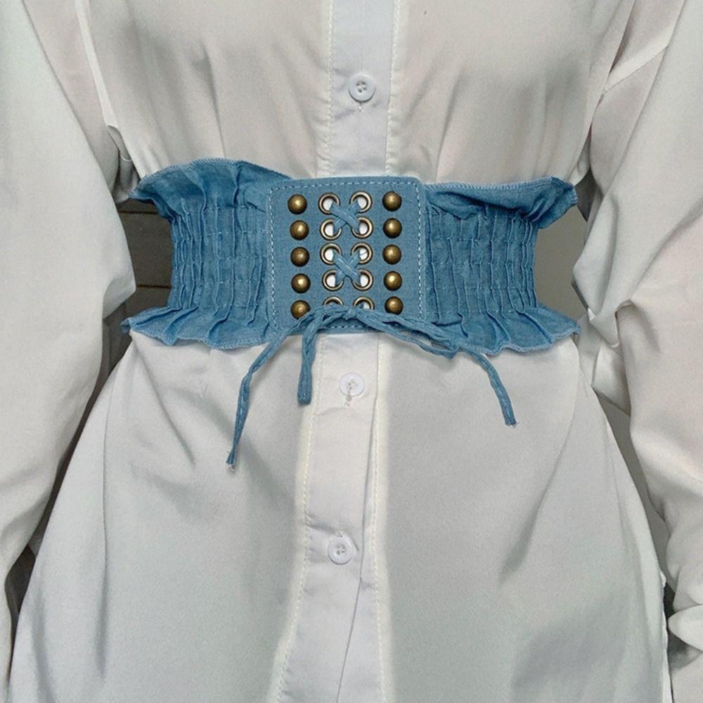 High Waist Female Waistband Lace Wide Waist Belt Slimming Denim Stretchy Cummerbunds Female
