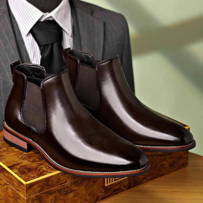 Fashion Men's Classic Retro Chelsea Boots Mens Fashion Ankle Boot Men British Style Leather Short Boots High-top Casual Shoes 25873