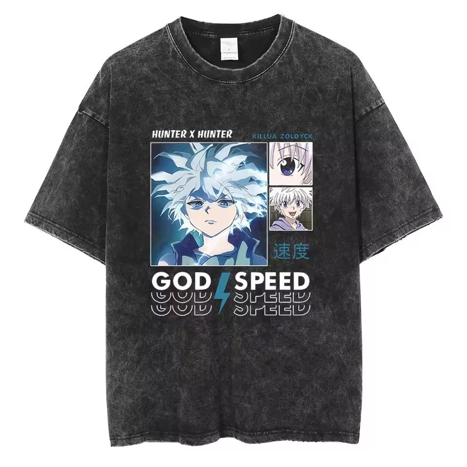 Killua Zoldyck Hunter X Hunter Manga Graphic Tshirt Men Women Clothes Oversized Washed Cotton Tshirt Short Sleeve Tees Tops