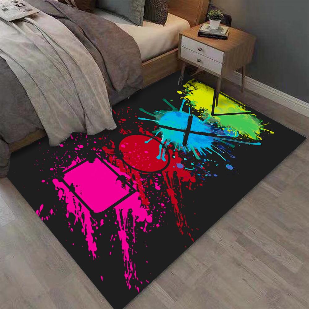 Cartoon Gamer Spiel Gamepad Bereichsteppich Teppich für Wohnzimmer Kinderzimmer Sofa Küche Fußmatte Dekor Kind Rutschfeste Bodenmatte