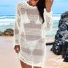 Gehäkeltes Strandkleid mit Lochmuster, locker geschnitten, langärmelig, leicht, ideal als Überwurf für den Sommerurlaub