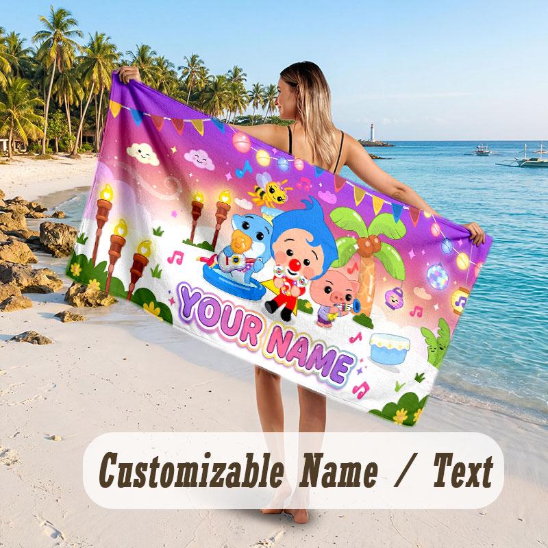 Personalized Beach Towel,El Payaso Plim Plim Custom Printed Name Text, Super Absorbent Towel For Beach Vacation