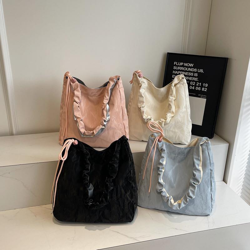 Fashionable Ins Large Capacity Tote Bag For Women Available In Chic Colors Like Beige Black Blue And Pink