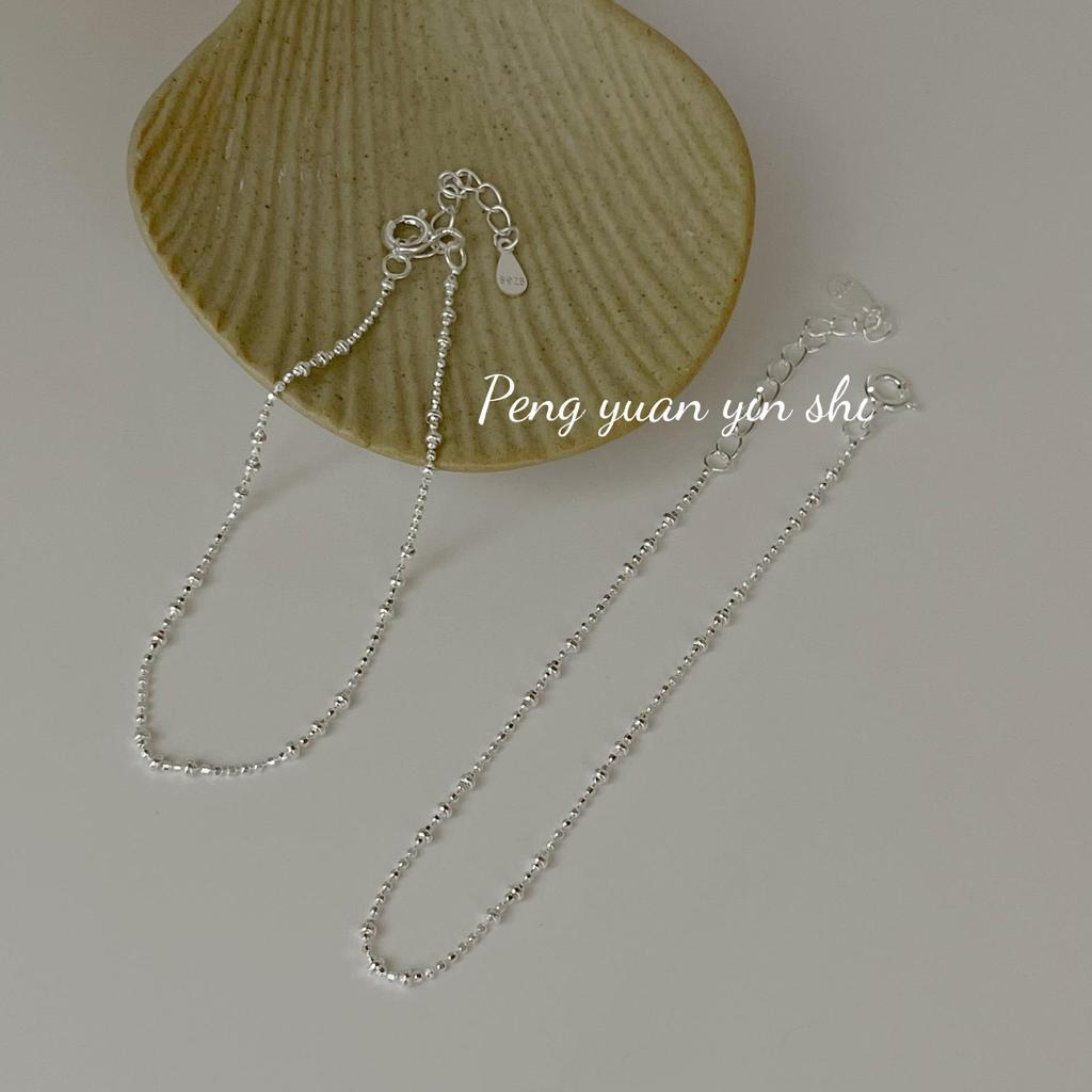 Sterling Silver Beaded Bean Bracelet for Girls, S925, Simple Daily Layering, Niche Ins Style Design.