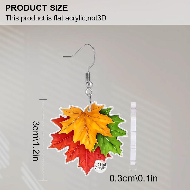 Cercei 2D Plați de Toamnă de Ziua Recunoștinței pentru Femei, Cercei Acrilici Frunză de Arțar, Modă, Rustic, Petrecere de Sărbători, Bijuterii de Toamnă, Cadouri