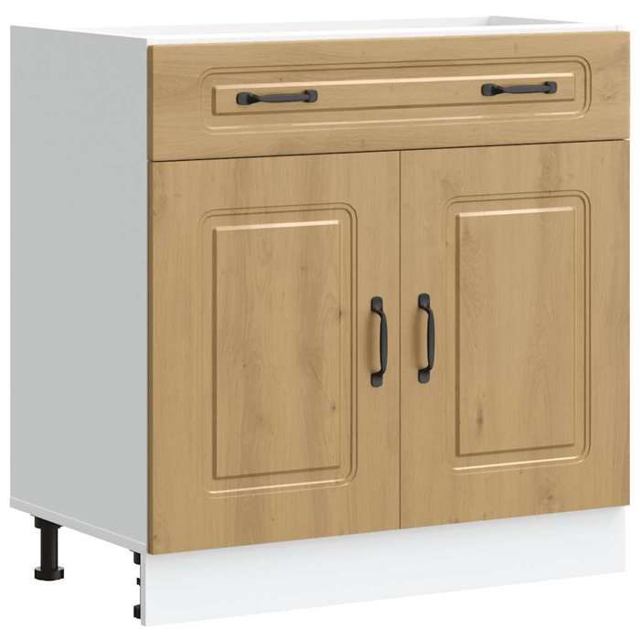 VidaXL Armoire de cuisine Kalmar chêne artisanal bois d'ingénierie, meuble bas d'évier, meuble bas de cuisine avec tiroir, 853506