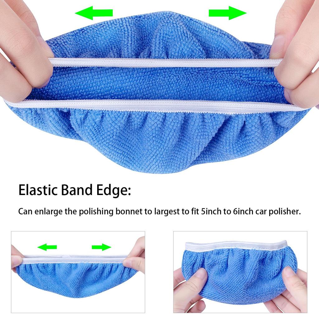Awpeye 10Pack Car Polisher Pad Bonnet (5 To 6 Inches) Soft Microfiber Polishing Bonnet Buffing Pad Cover